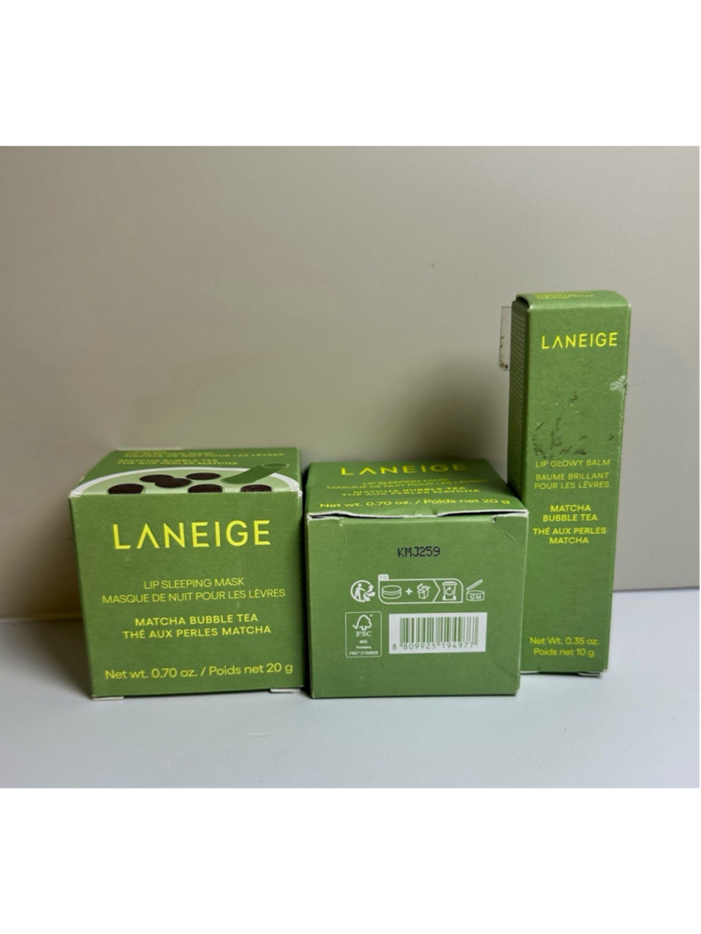 LANEIGE Lip Sleeping Mask Matcha Bubble Tea 0.70oz x2 & Lip Glowy Mask 0.35oz
